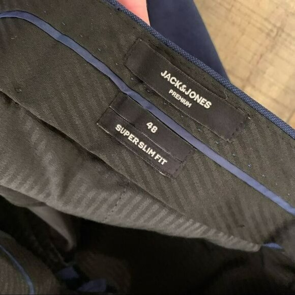 ASOS Jack and Jones premium slim fit stretch suit trousers in blue - 32x32 - Picture 5 of 10